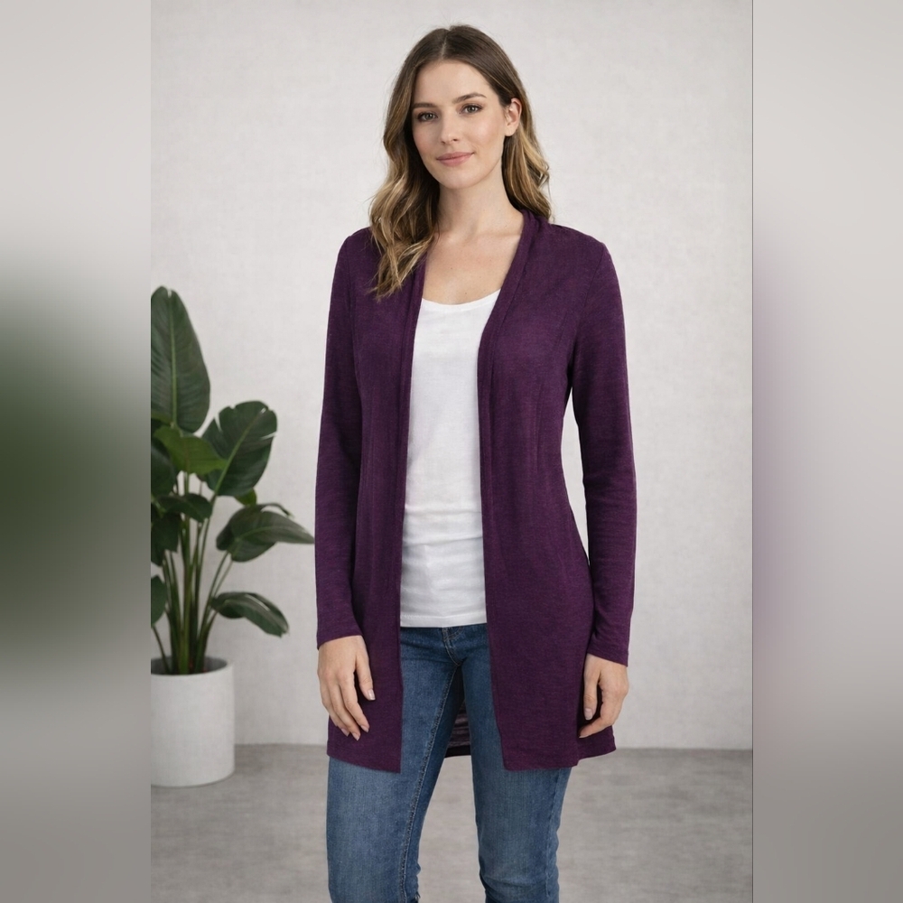 Absolutely Women’s Medium Purple Lightweight Open-Front Cardigan – Soft Knit